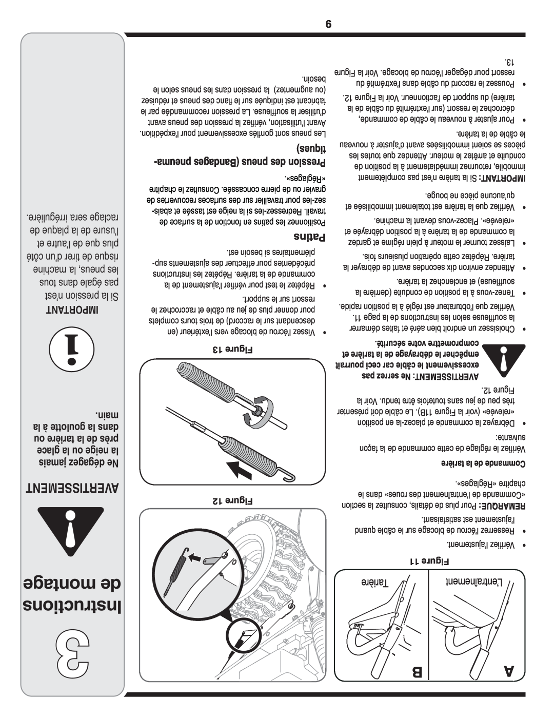 MTD 769-03342 warranty montage de Instructions, Avertissement, tiques, pneuma Bandages pneus des Pression, Figure 