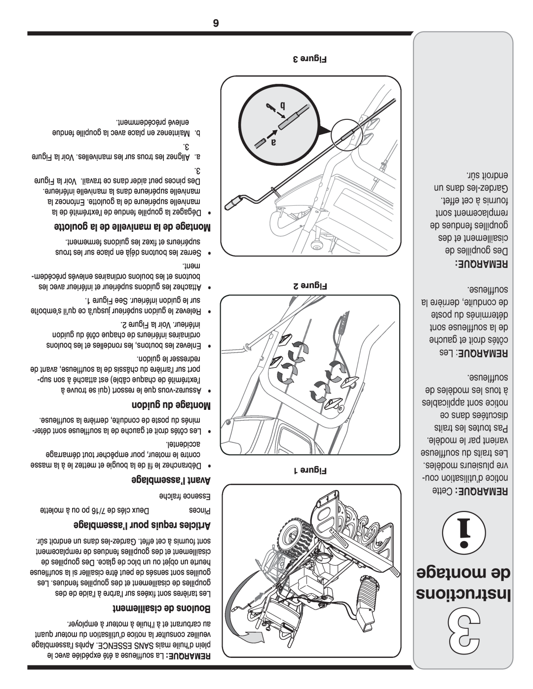 MTD 769-03342 warranty montage de Instructions, Figure, Remarque, Les REMARQUE, Cette REMARQUE 