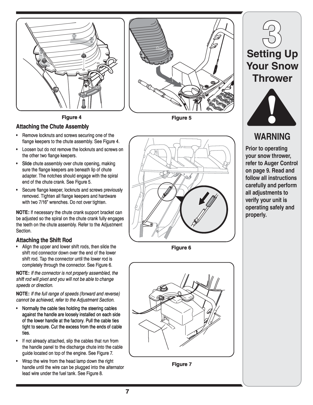 MTD 769-03342 warranty Setting Up Your Snow Thrower, Attaching the Chute Assembly, Attaching the Shift Rod 