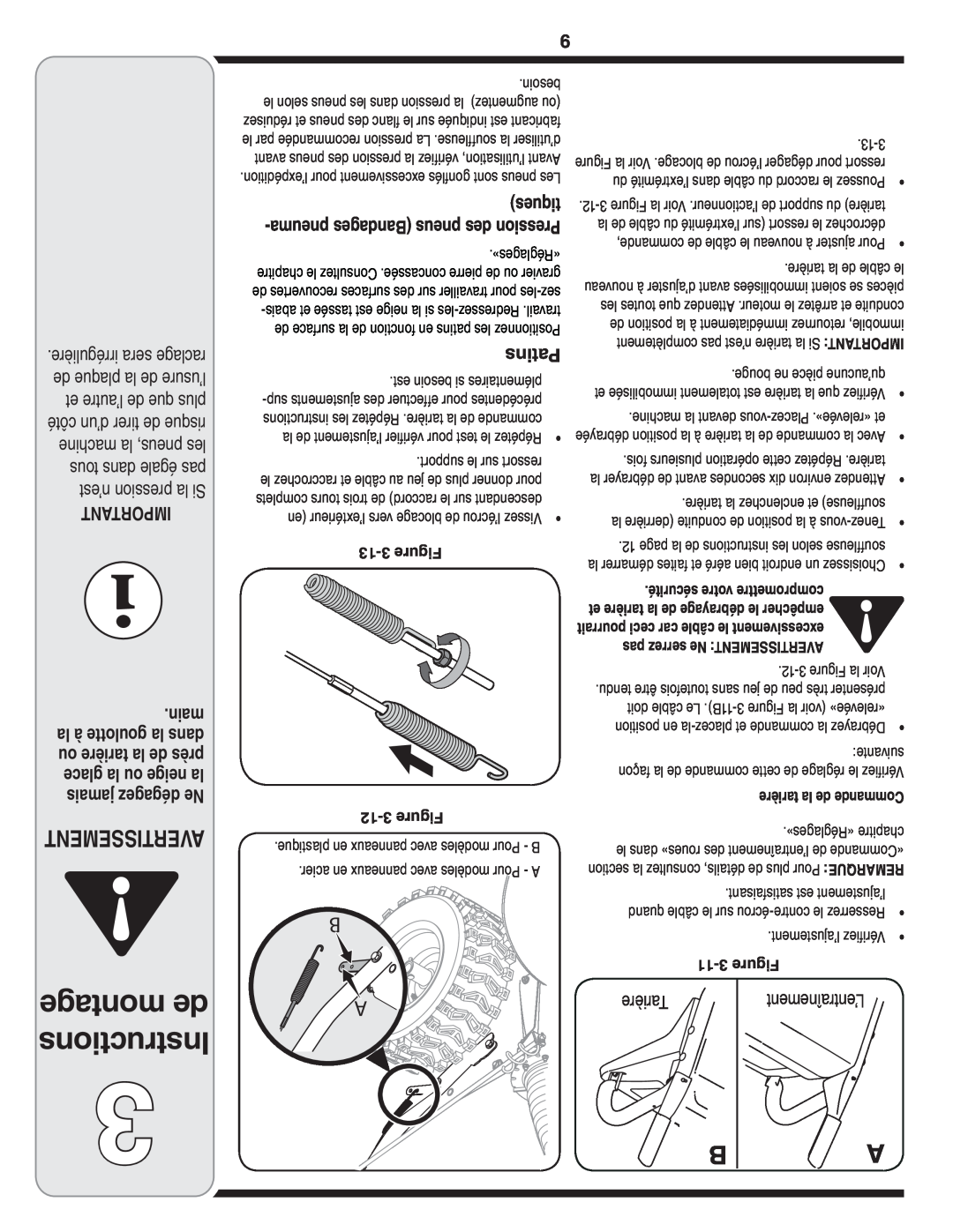 MTD 769-04101 warranty montage de Instructions, Avertissement, tiques, pneuma Bandages pneus des Pression, Figure 