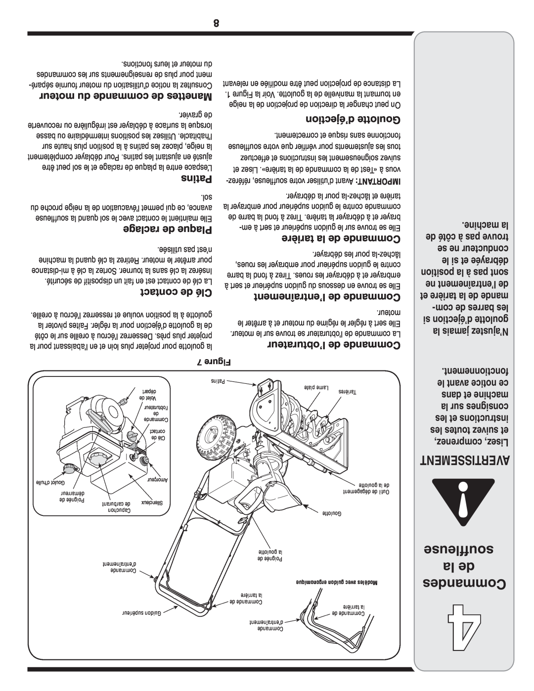 MTD 769-04164 warranty souffleuse la de Commandes, Avertissement, d’éjection Goulotte, Figure 