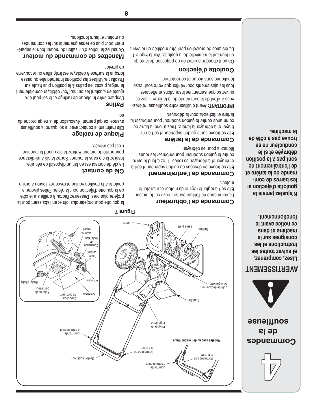 MTD 769-04164 warranty Souffleuse la de Commandes, ’éjection Goulotte 