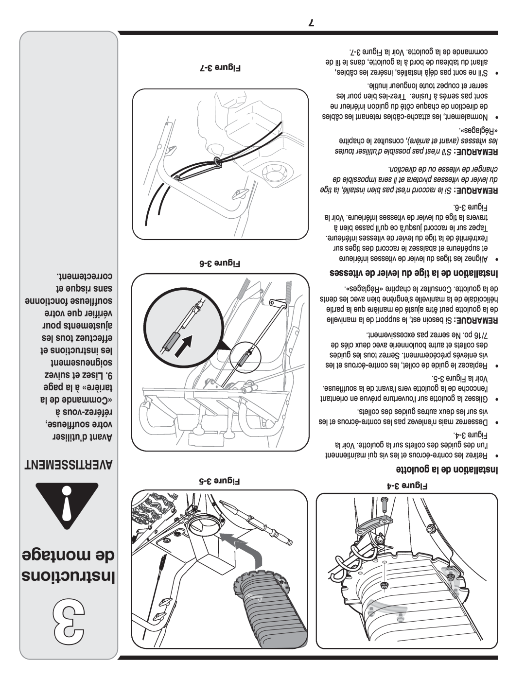 MTD 769-04179 warranty montage de Instructions, Avertissement, 3 Figure, à vous-référez souffleuse, votre d’utiliser Avant 