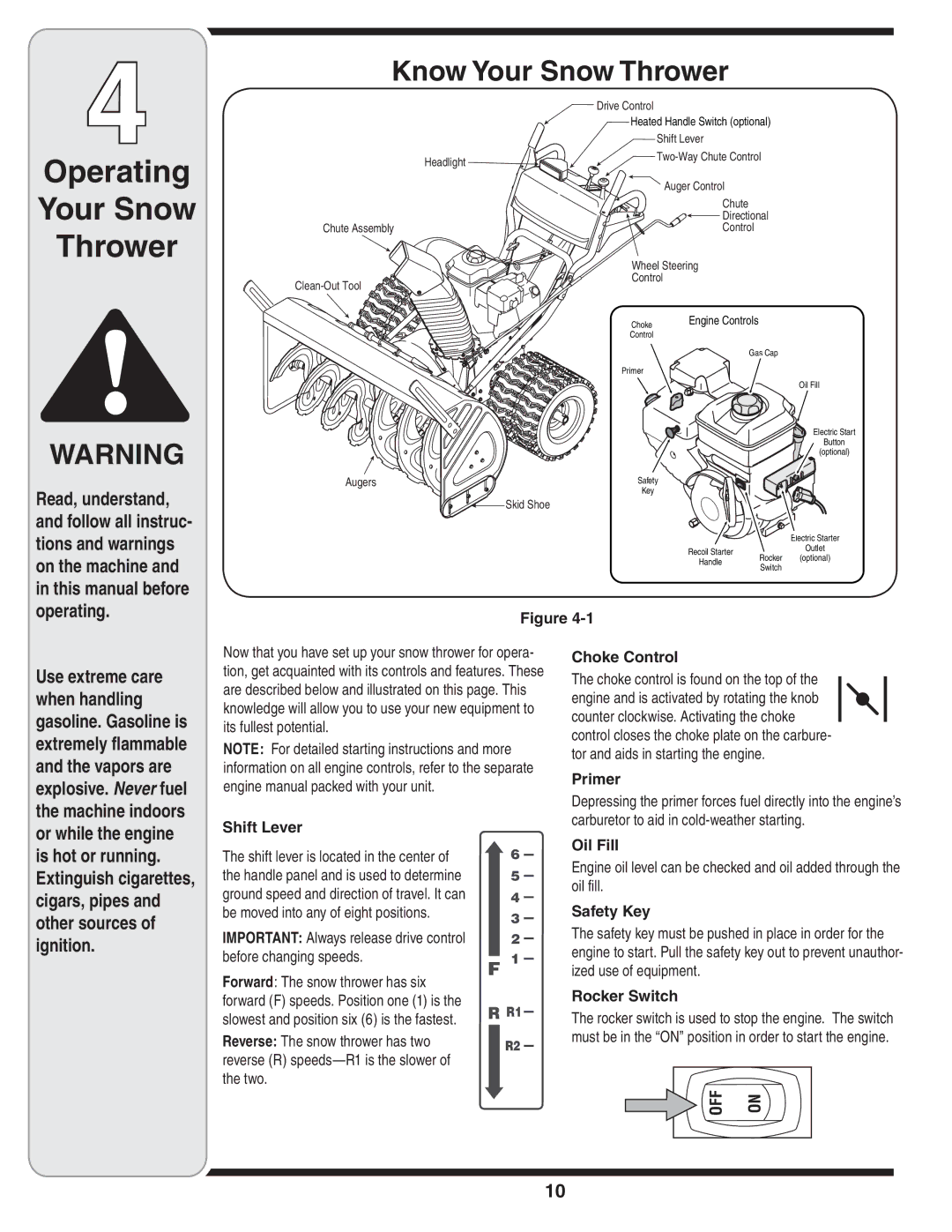 MTD 769-04179 warranty Operating Your Snow Thrower, Know Your Snow Thrower 