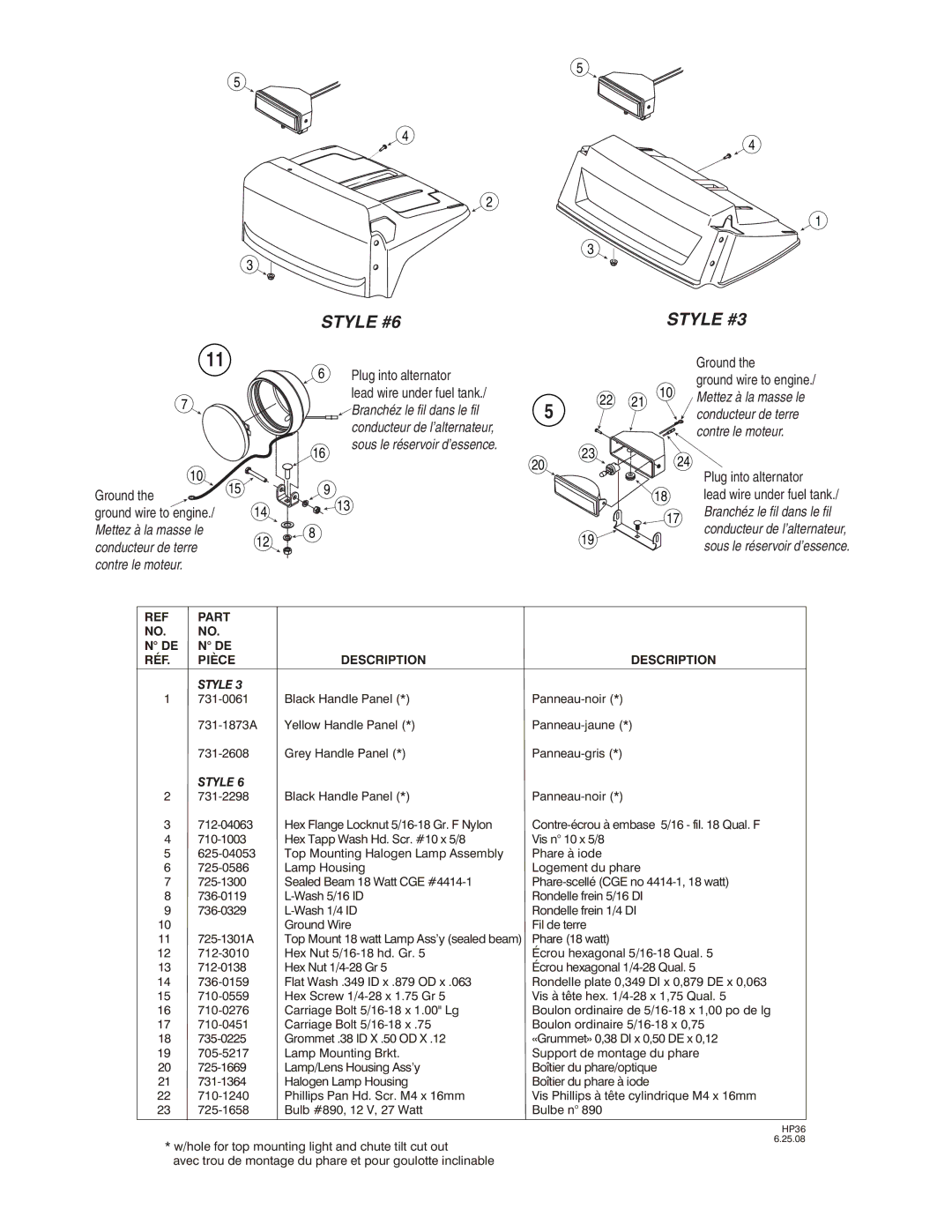 MTD 769-04179 warranty Plug into alternator Lead wire under fuel tank, Ground wire to engine 