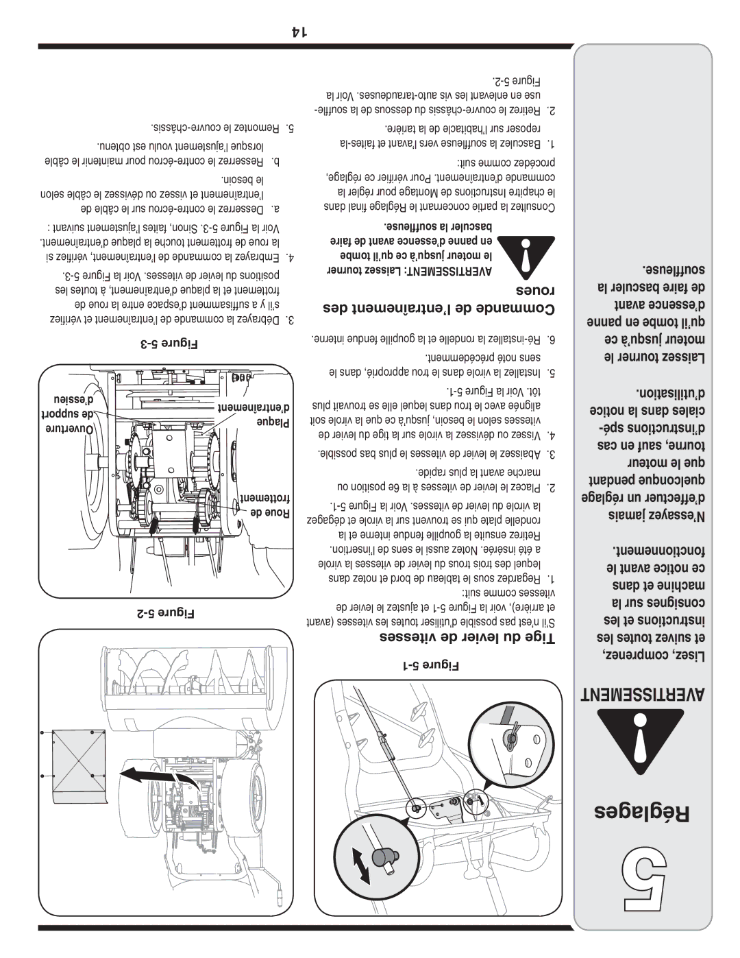 MTD 769-04179 warranty Des l’entraînement de Commande, Vitesses de levier du Tige, Roues 