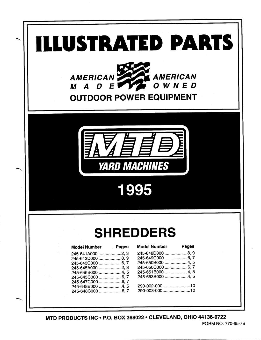 MTD 770-95-7B manual 