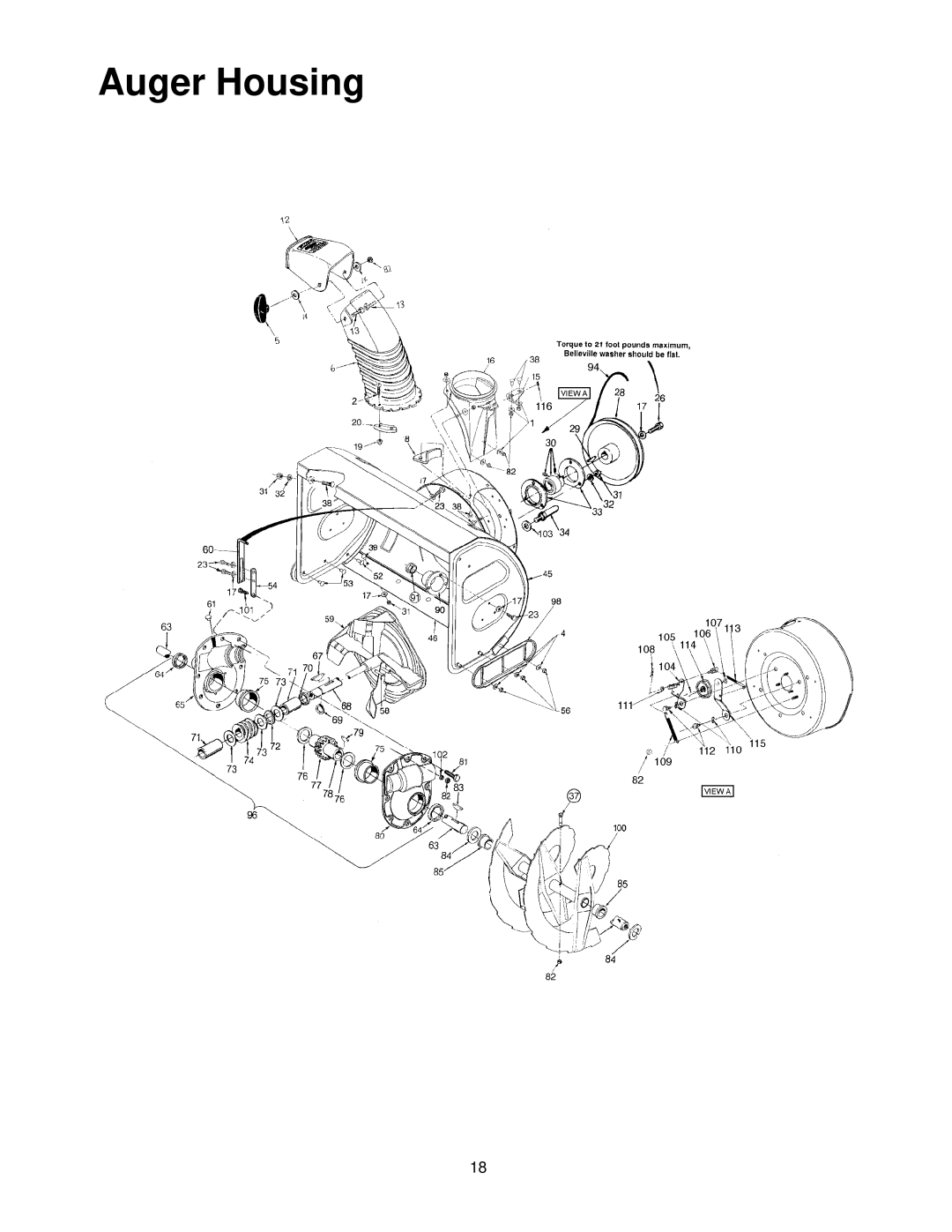 MTD 800 manual Auger Housing 