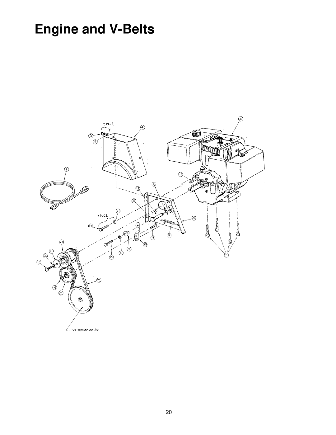 MTD 800 manual Engine and V-Belts 