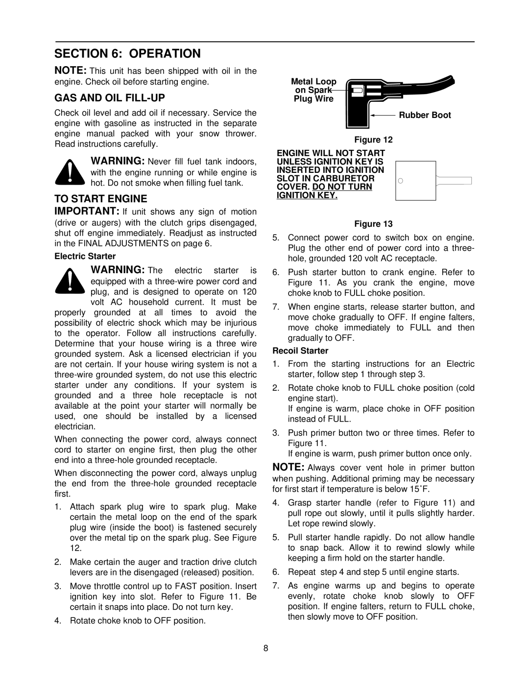 MTD 800 manual Operation, GAS and OIL FILL-UP, To Start Engine 