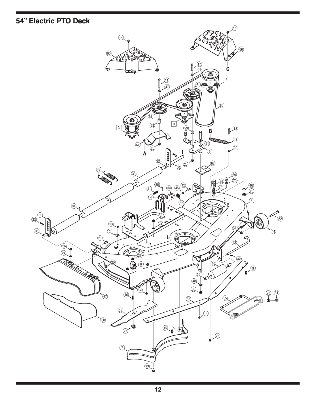 MTD 810 manual 54” Electric PTO Deck 