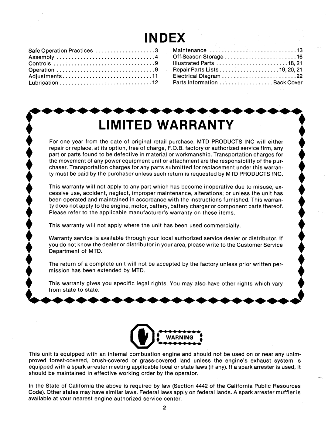 MTD 82-0632, 123-296A manual 