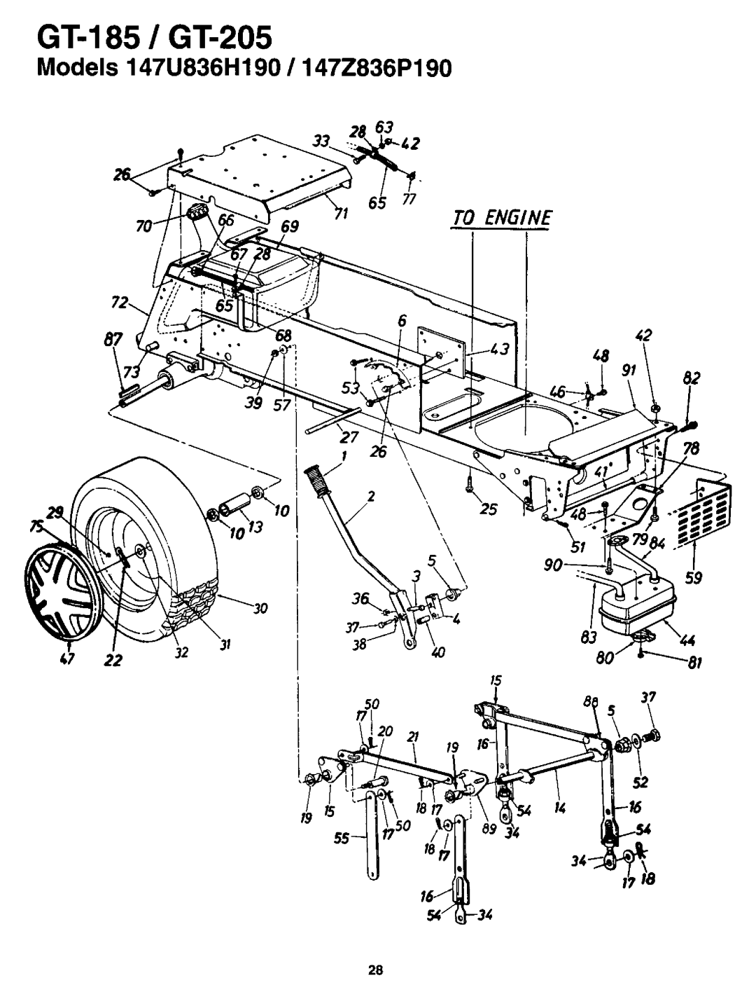 MTD GT-185, 836, GT-205 manual 