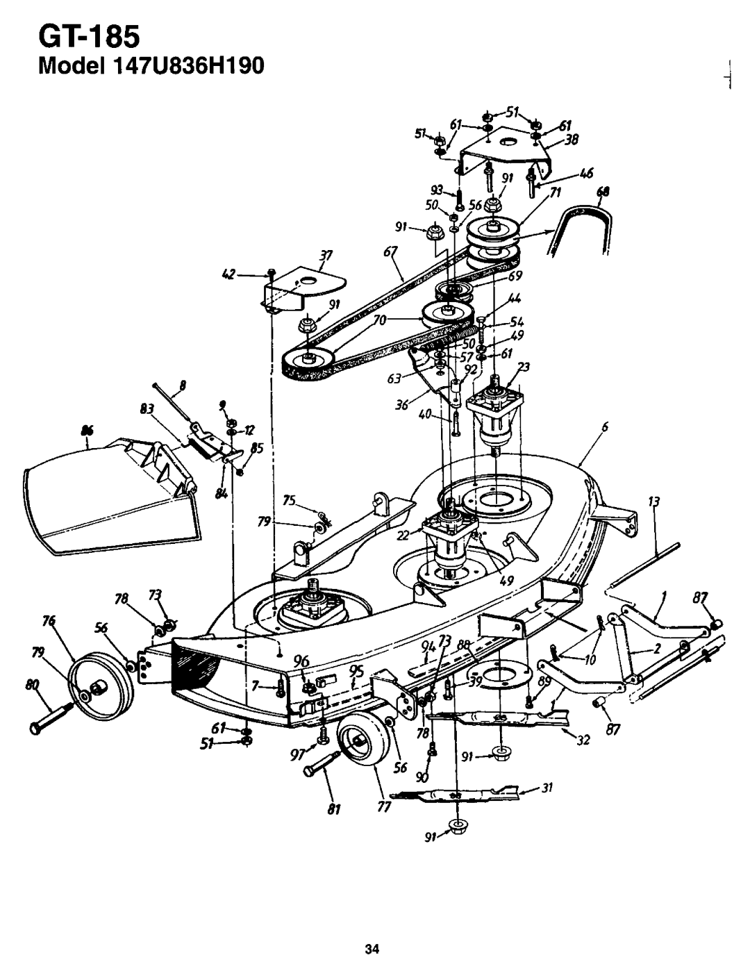 MTD GT-205, 836, GT-185 manual 