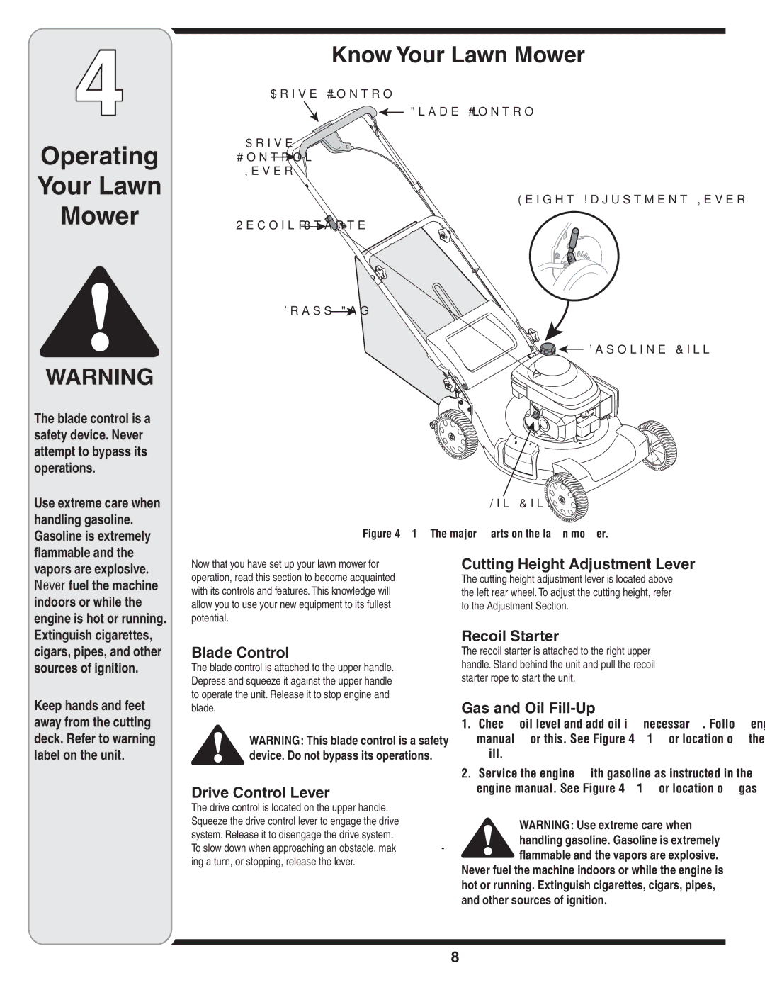 MTD 838 warranty Operating Your Lawn Mower, Know Your Lawn Mower 