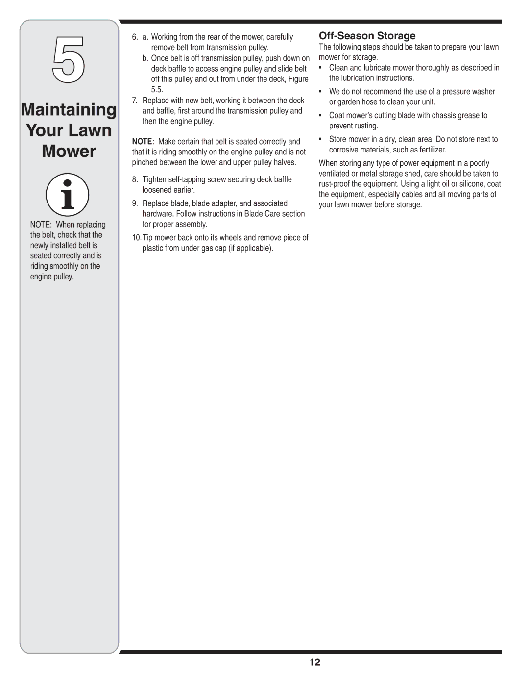 MTD 83M warranty Off-Season Storage 