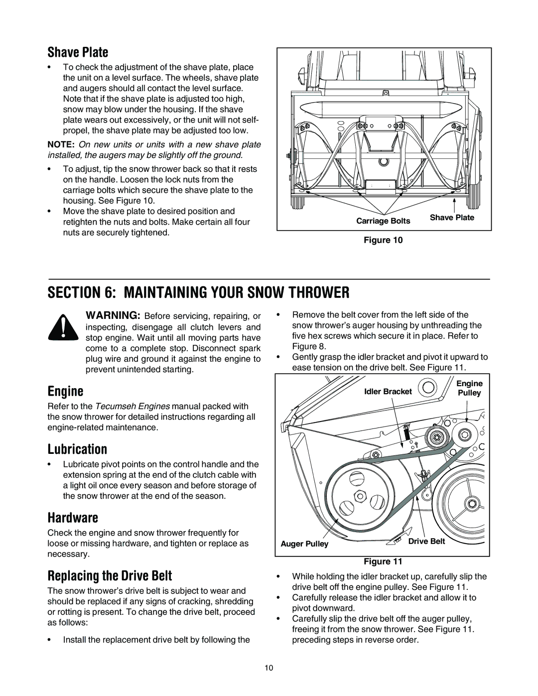 MTD E162, E150, E172, 140 manual Maintaining Your Snow Thrower 