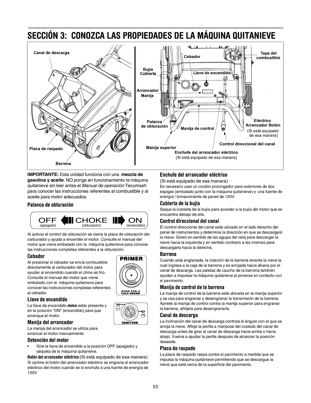 MTD 140, E162 Enchufe del arrancador eléctrico, Palanca de obturación, Cebador, Llave de encendido, Manija del arrancador 