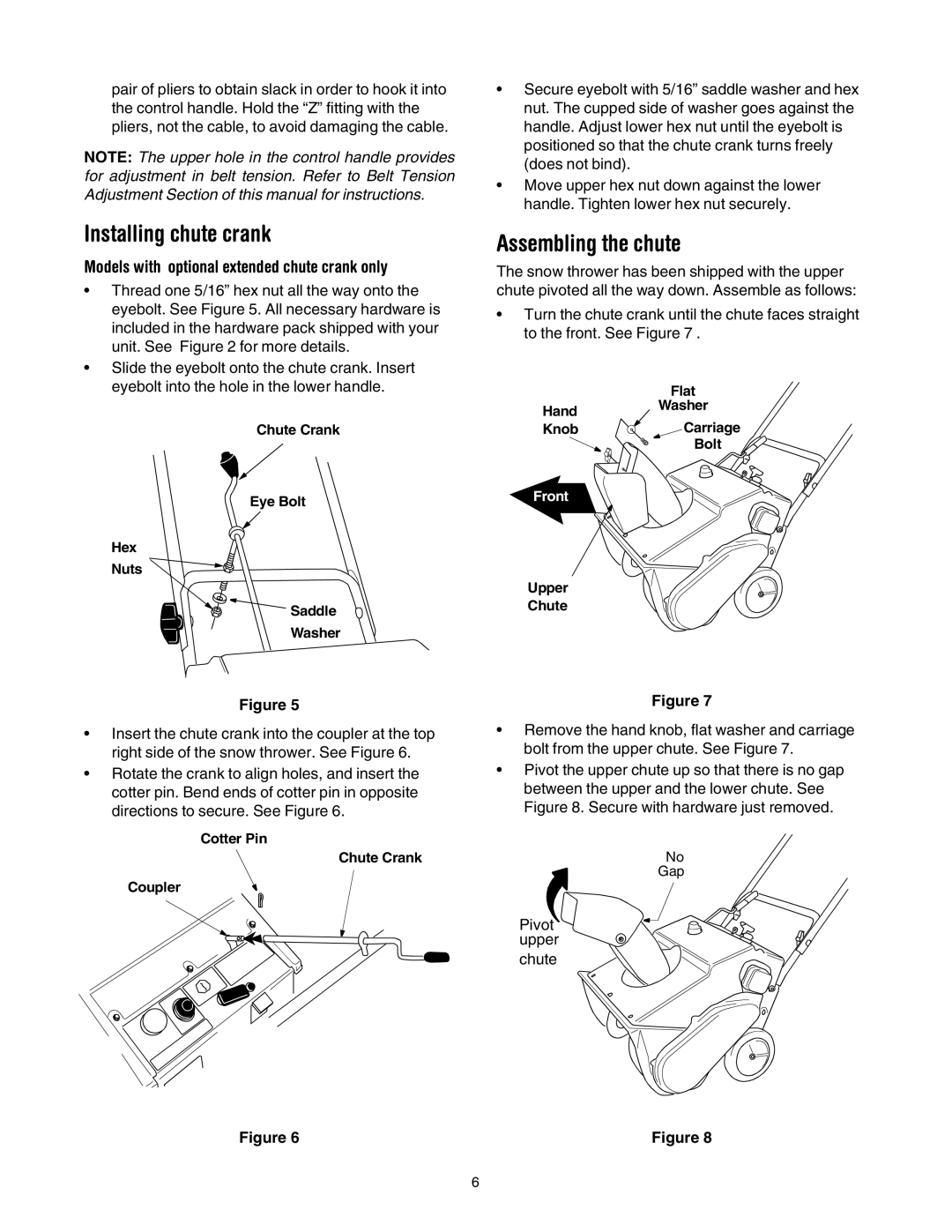 MTD E173 manual Installing chute crank, Assembling the chute 