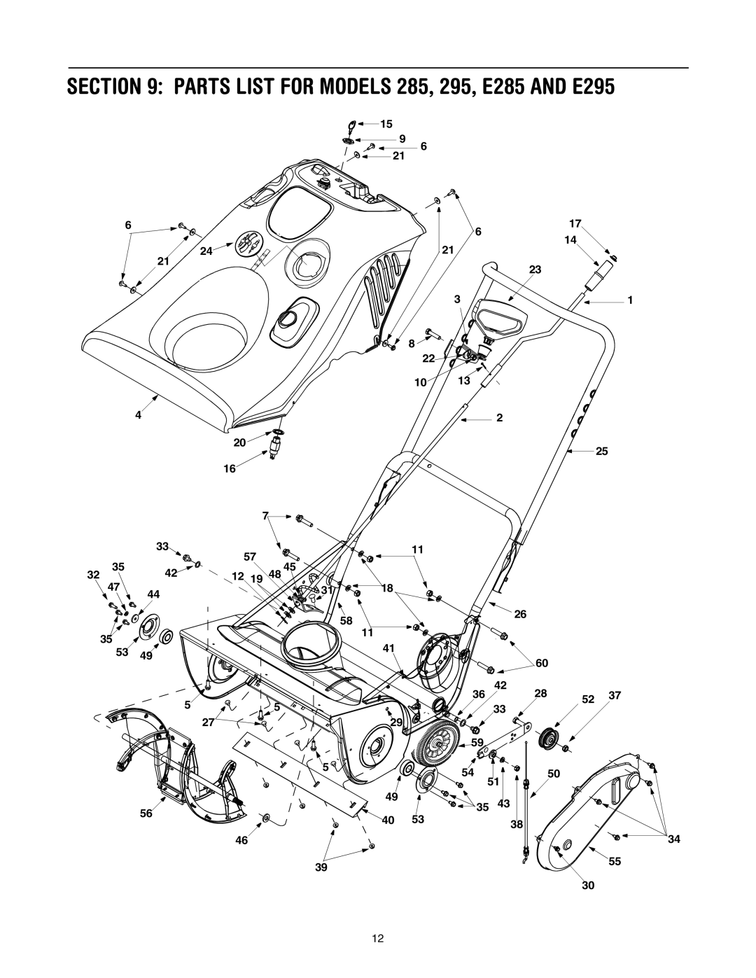 MTD manual Parts List for Models 285, 295, E285 and E295, 12 19 48 