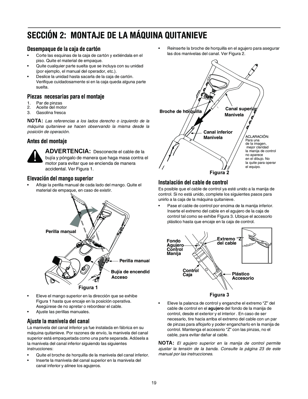 MTD E295, E285 manual Sección 2 Montaje DE LA Máquina Quitanieve 