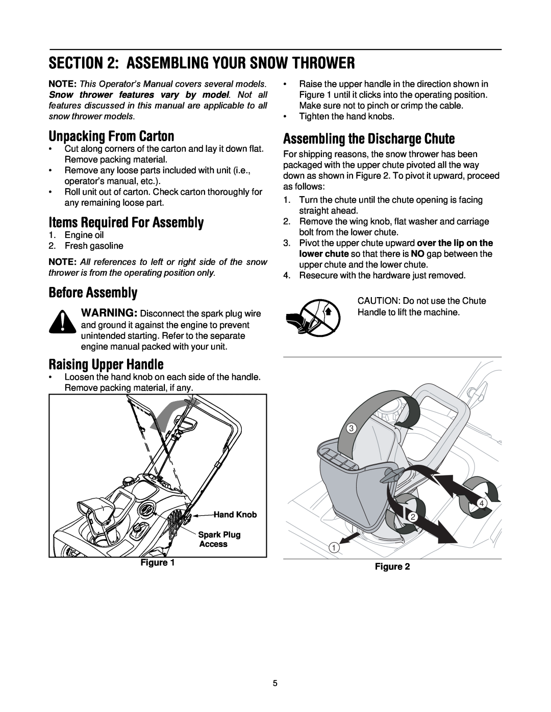 MTD E2B5, E295 manual Assembling Your Snow Thrower, Unpacking From Carton, Items Required For Assembly, Before Assembly 
