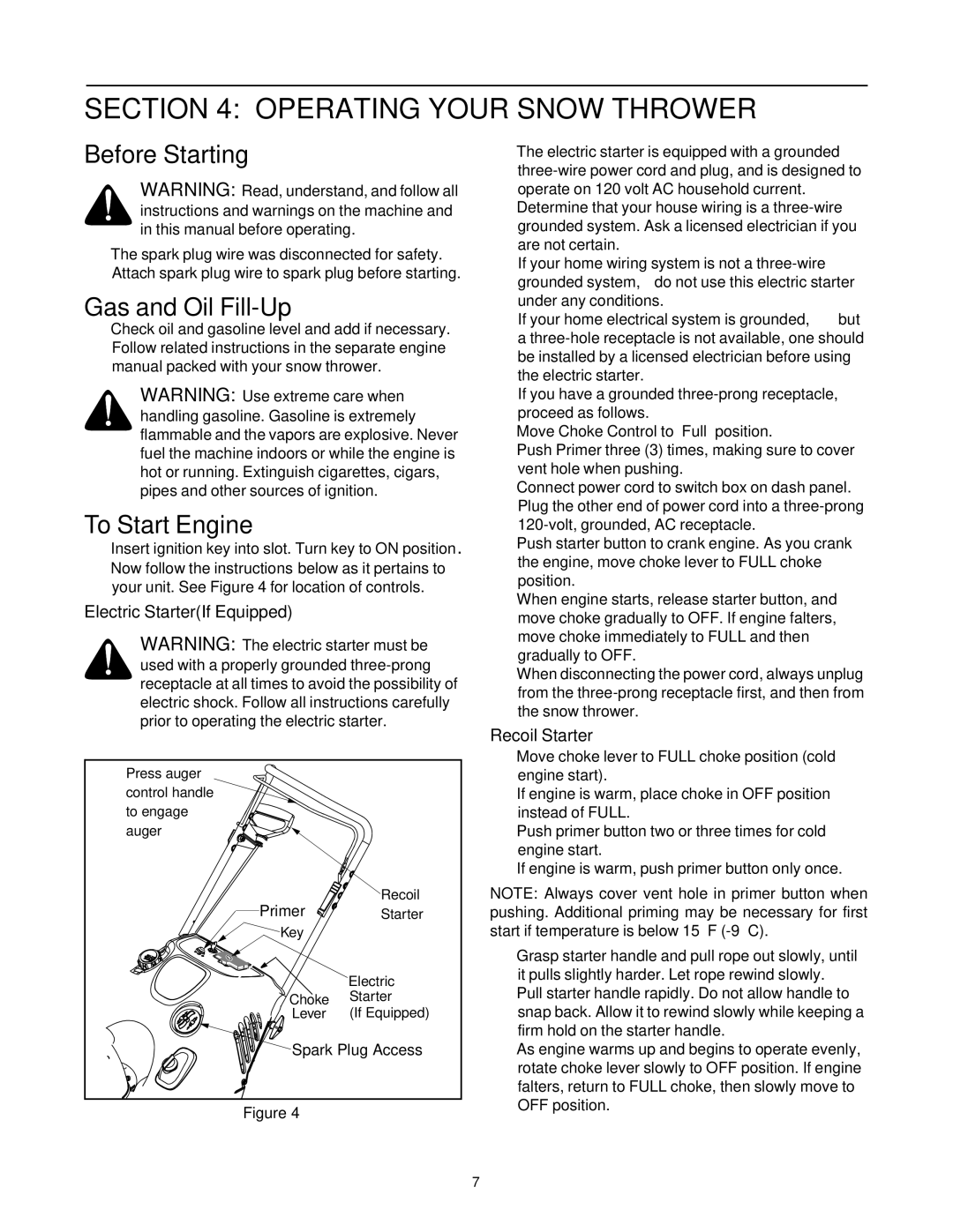 MTD E295, E2B5 manual Operating Your Snow Thrower, Before Starting, Gas and Oil Fill-Up, To Start Engine 