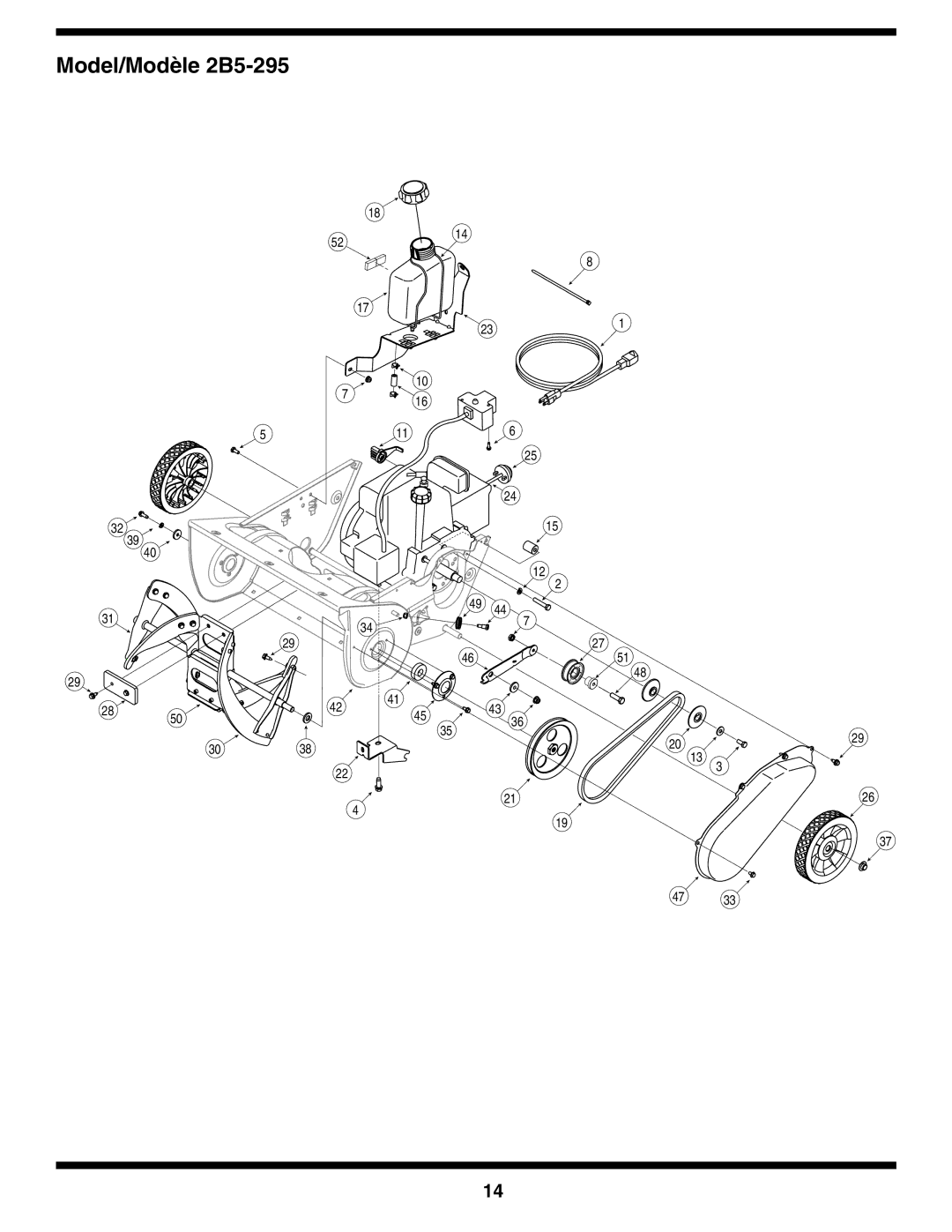 MTD 2B5&295, E2B5 & E295, E2B5&E295, 2B5 & 295 warranty Model/Modèle 2B5-295 