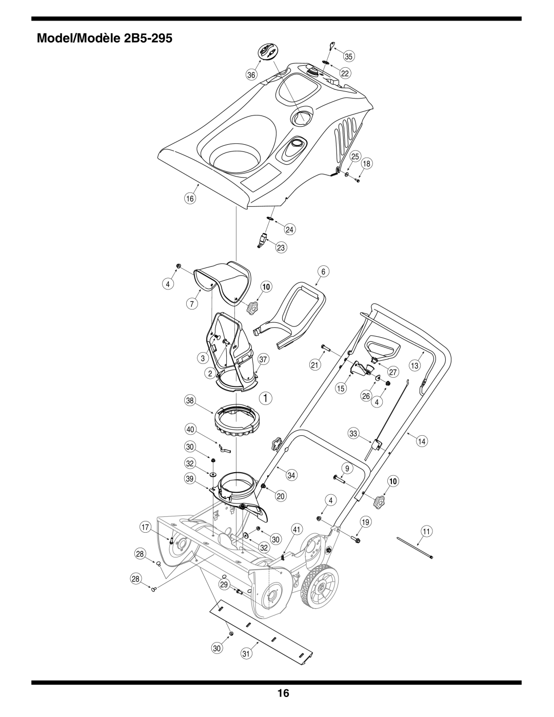 MTD E2B5 & E295, E2B5&E295, 2B5&295, 2B5 & 295 warranty Model/Modèle 2B5-295 