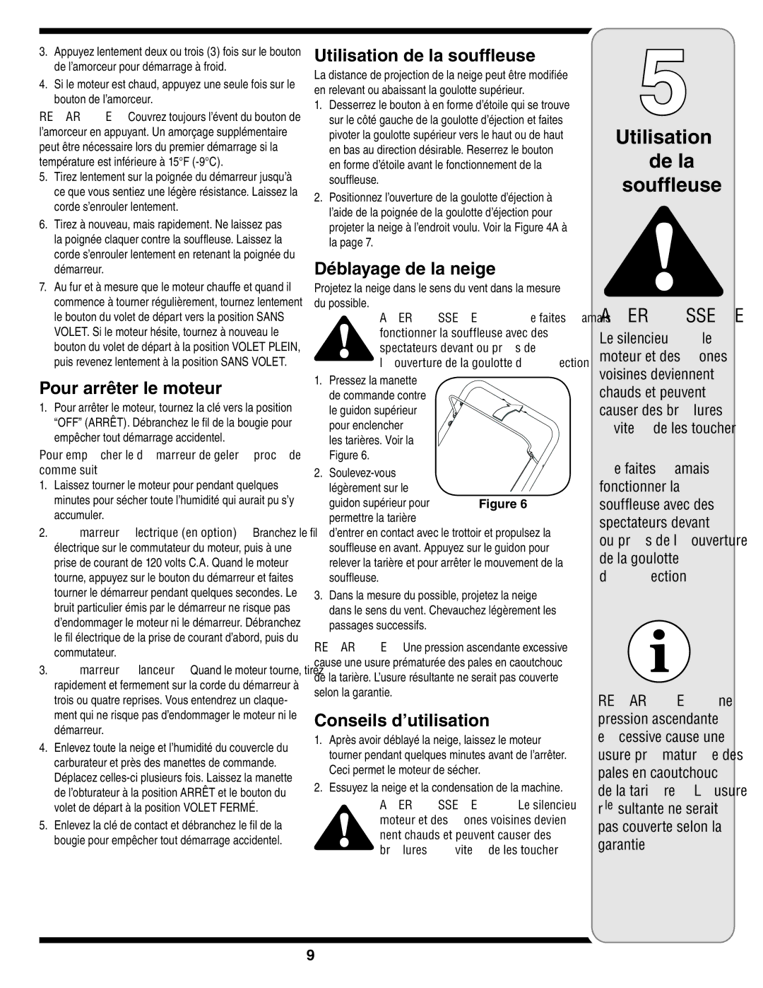 MTD E2B5 & E295, E2B5&E295, 2B5&295, 2B5 & 295 Soufﬂeuse la de Utilisation, Moteur le arrêter Pour, Pression Une, Suit comme 