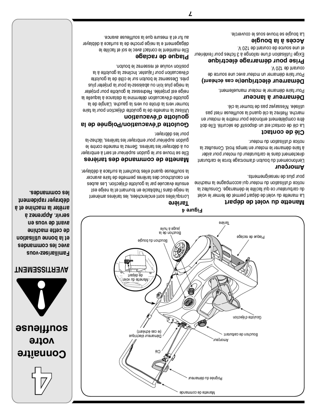 MTD 2B5&295, E2B5 & E295, E2B5&E295, 2B5 & 295 warranty Soufﬂeuse votre Connaître, Commandes les rapidement débrayer 