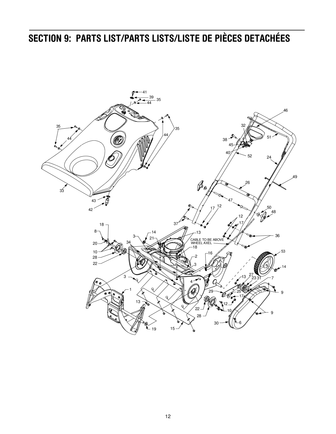 MTD E2B5 manual Parts LIST/PARTS LISTS/LISTE DE Pièces Detachées 