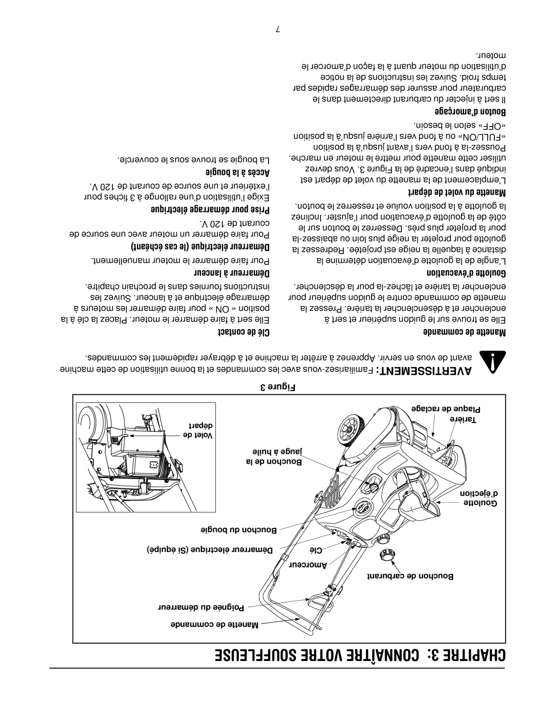 MTD E2B5 manual Souffleuse Votre Connaître 3 Chapitre 