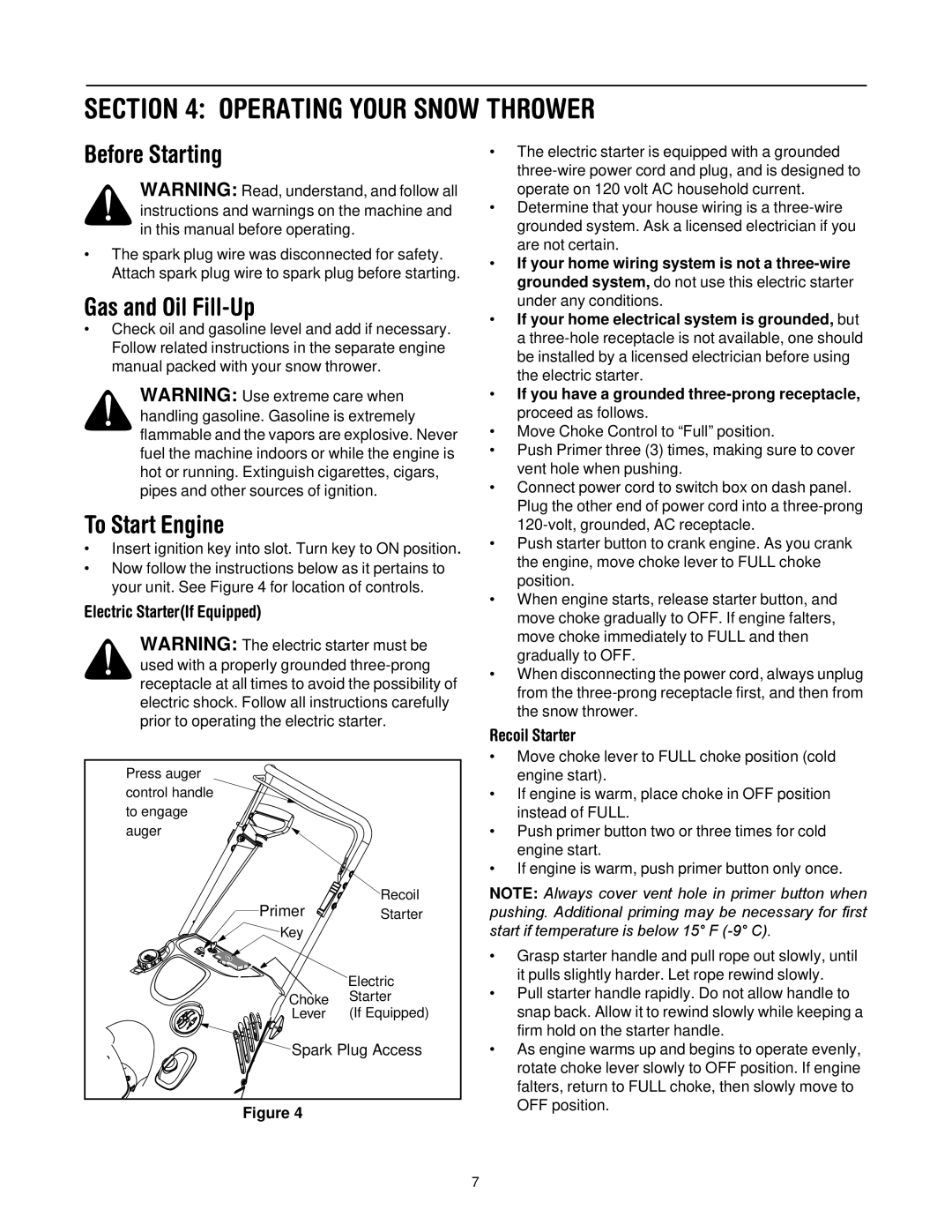 MTD E2B5 manual Operating Your Snow Thrower, Before Starting, Gas and Oil Fill-Up, To Start Engine 