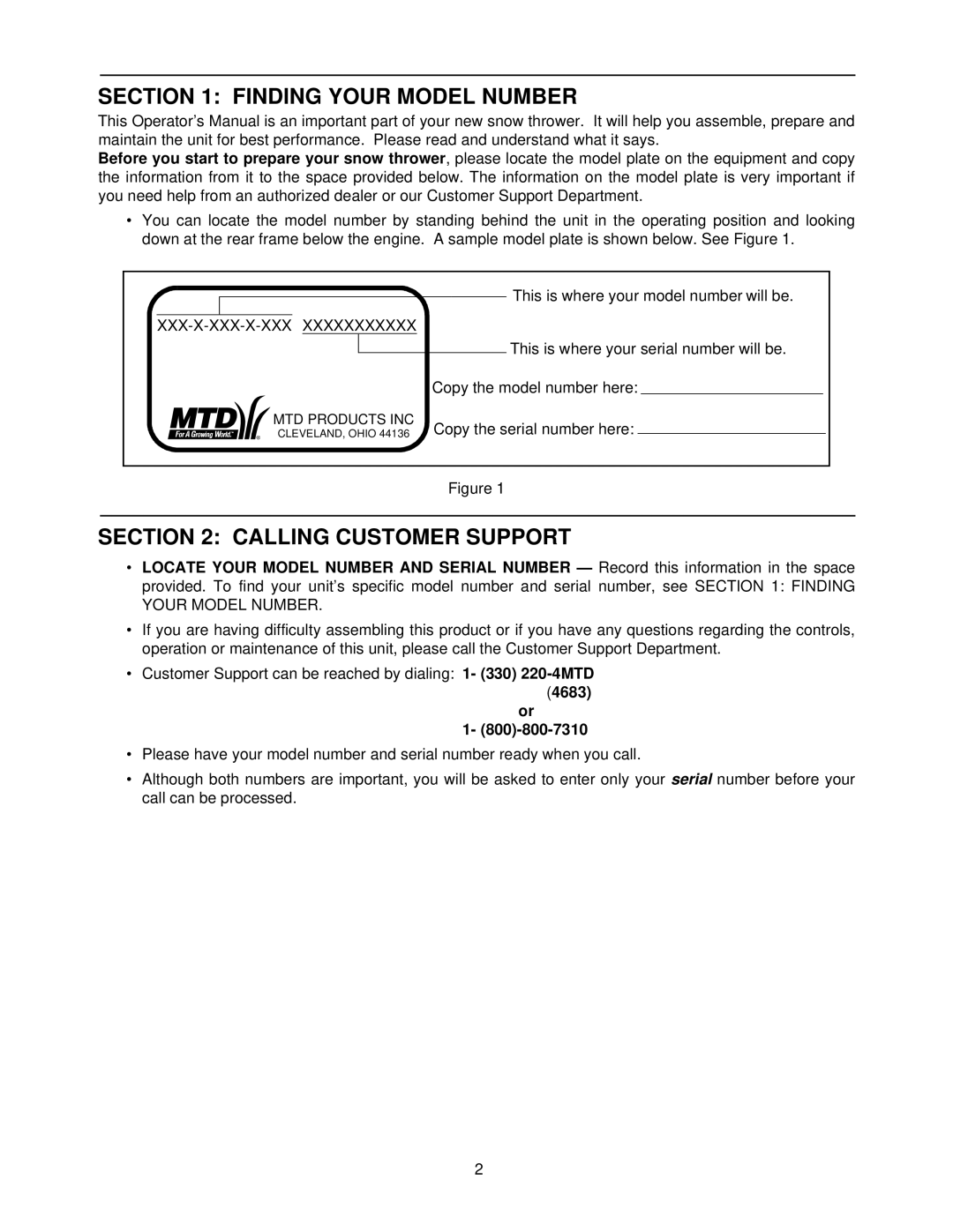MTD E600E manual Finding Your Model Number, Calling Customer Support, 4683 