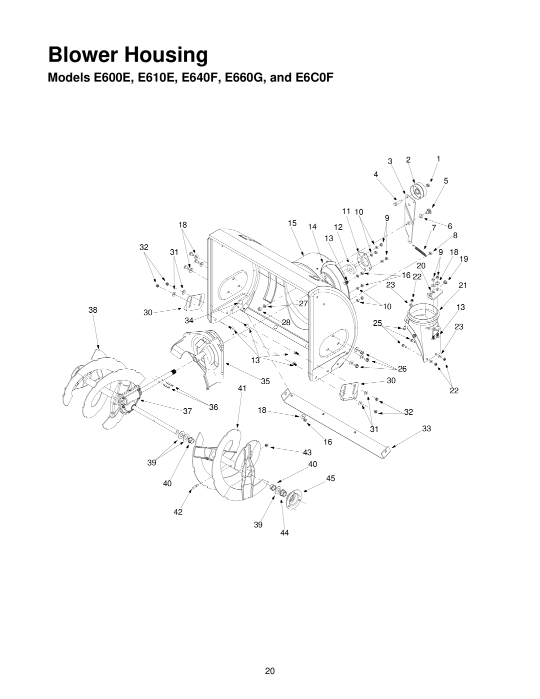 MTD E600E manual Blower Housing 