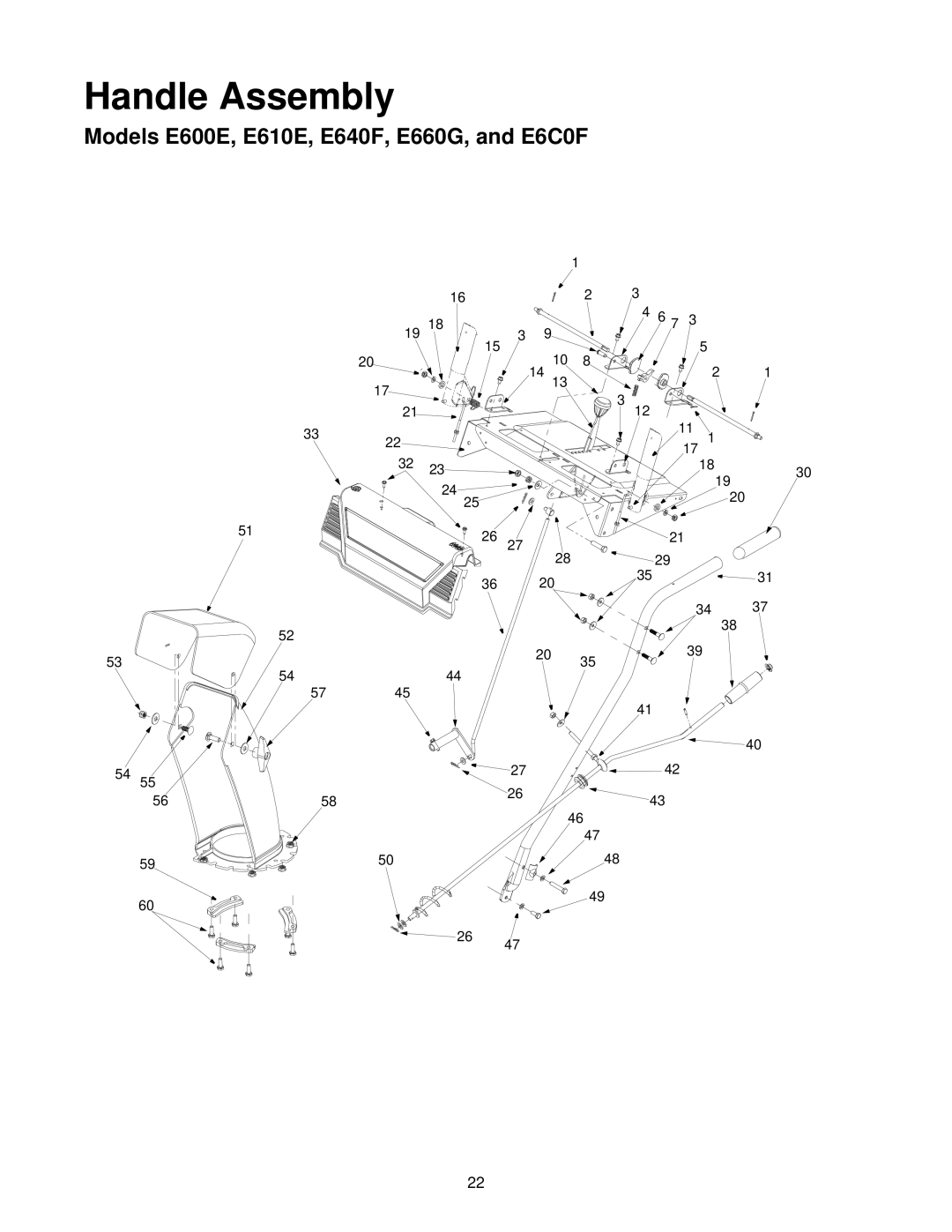 MTD E600E manual Handle Assembly 