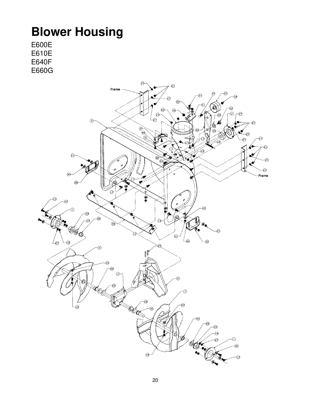 MTD E610E, E660G, E640F manual Blower Housing 