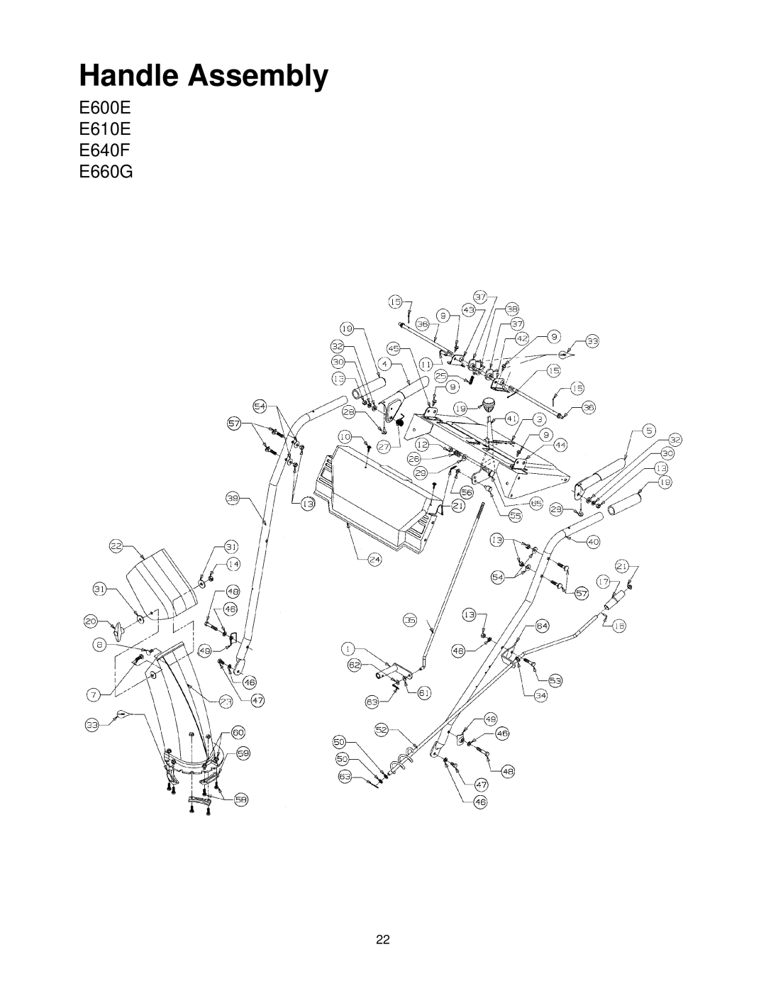 MTD E640F, E660G, E610E manual Handle Assembly 