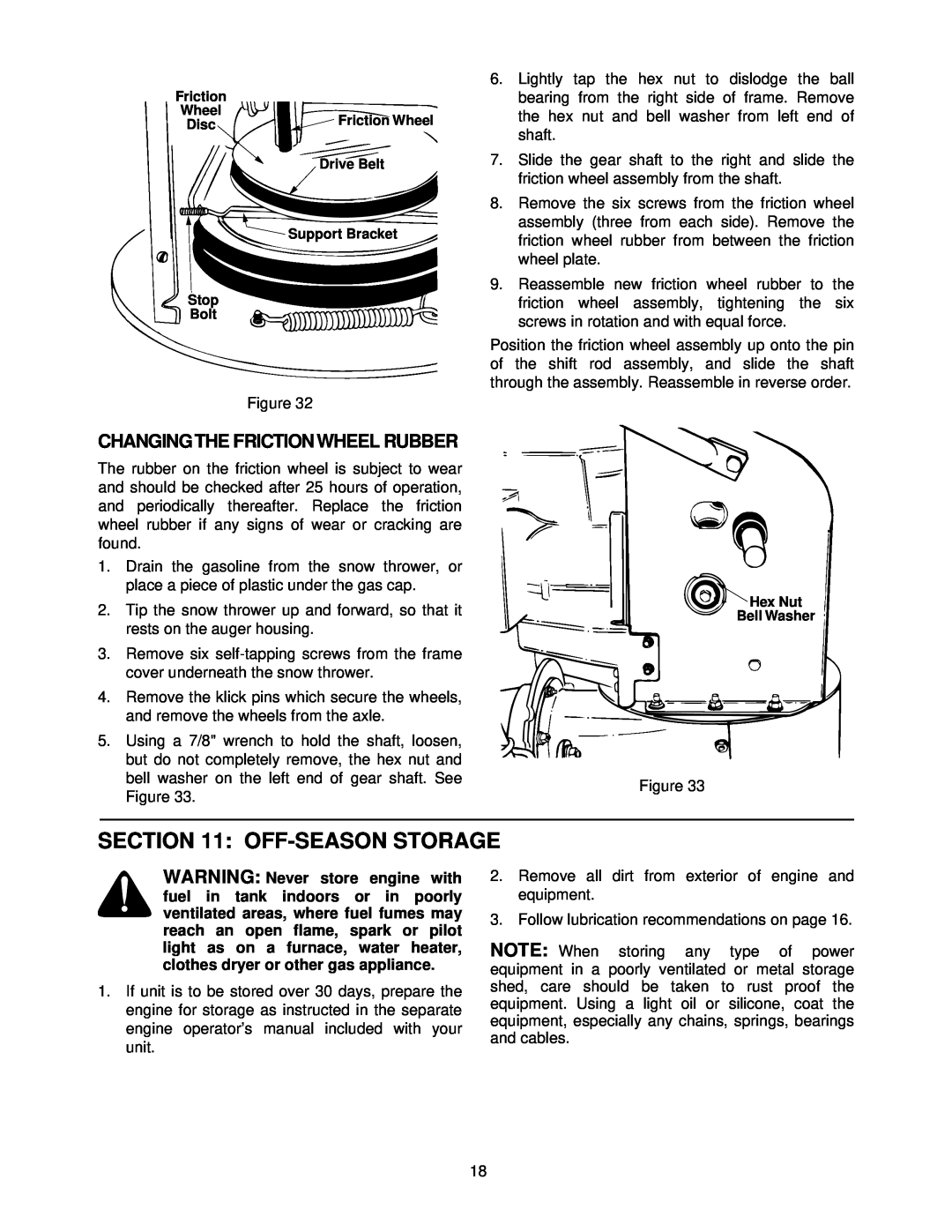 MTD E602E, E662E, E642F, E614E manual Off-Seasonstorage, Changingthe Friction Wheel Rubber 