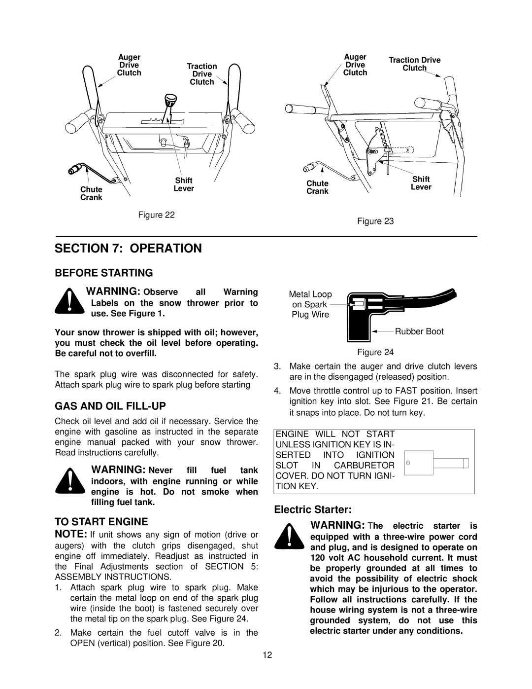 MTD E662E, E642F, E602E, E614E manual Operation, Before Starting, GAS and OIL FILL-UP, To Start Engine, Electric Starter 