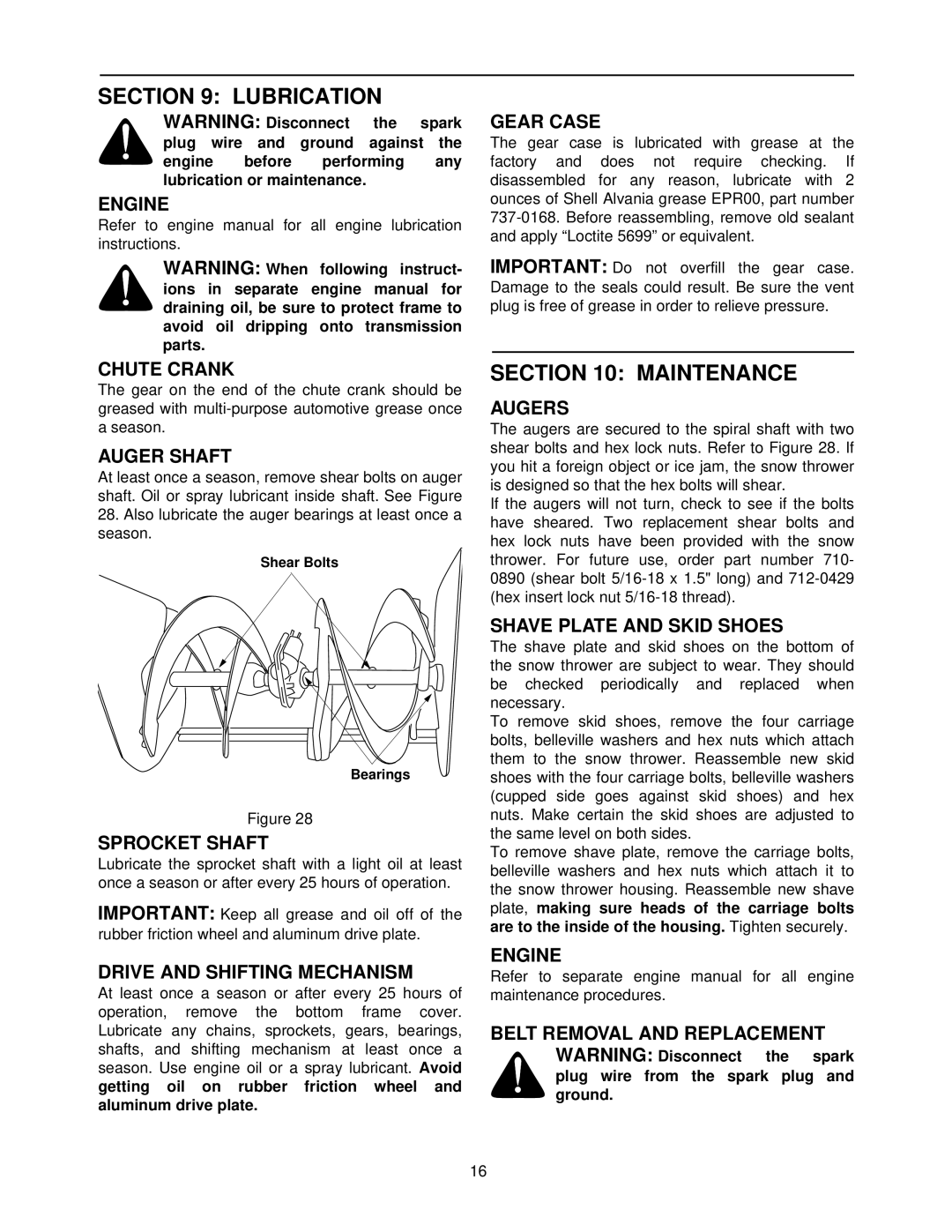 MTD E662E, E642F, E602E, E614E manual Lubrication, Maintenance 