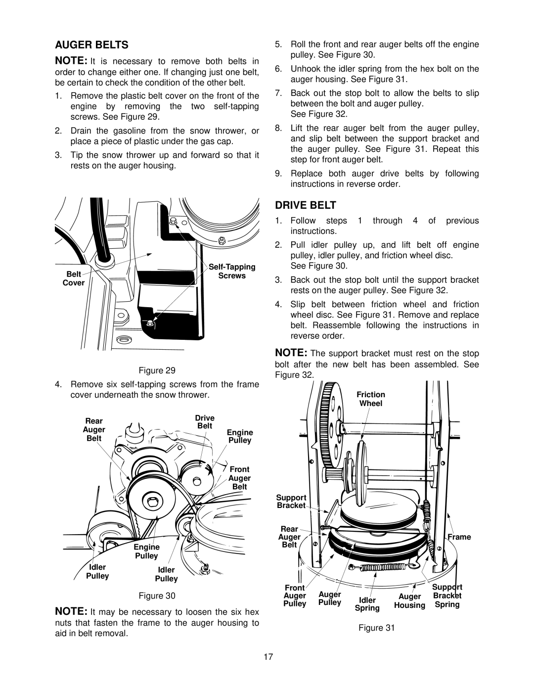 MTD E642F, E662E, E602E, E614E manual Auger Belts, Drive Belt 