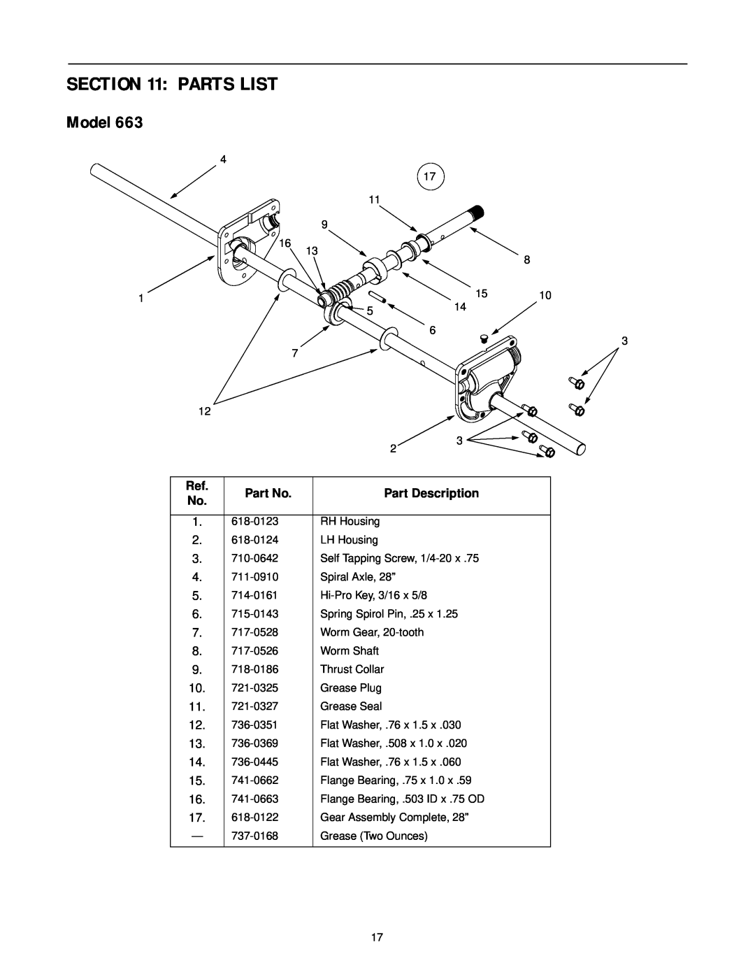MTD E663G manual Parts List, Model, Part Description 