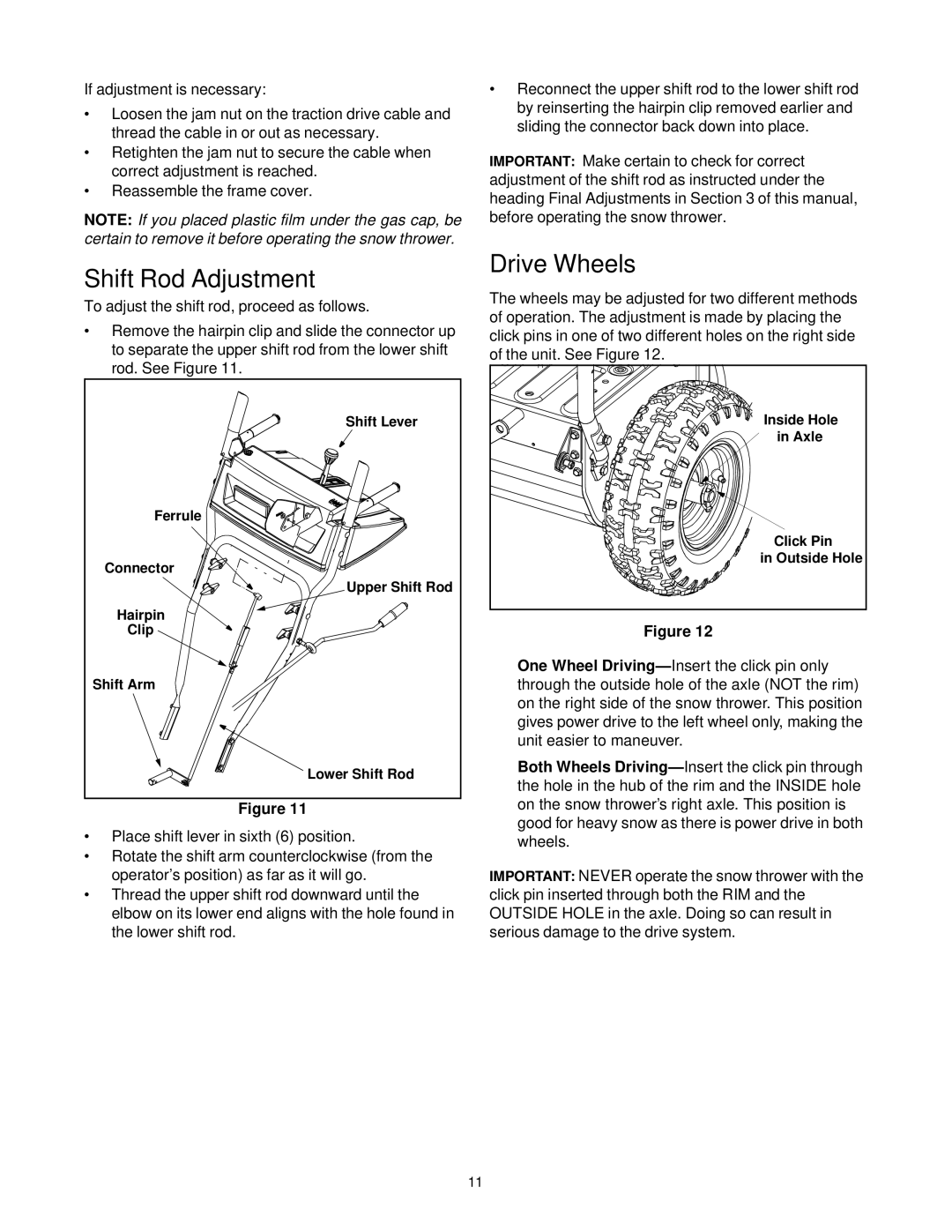 MTD E663G manual Shift Rod Adjustment, Drive Wheels 