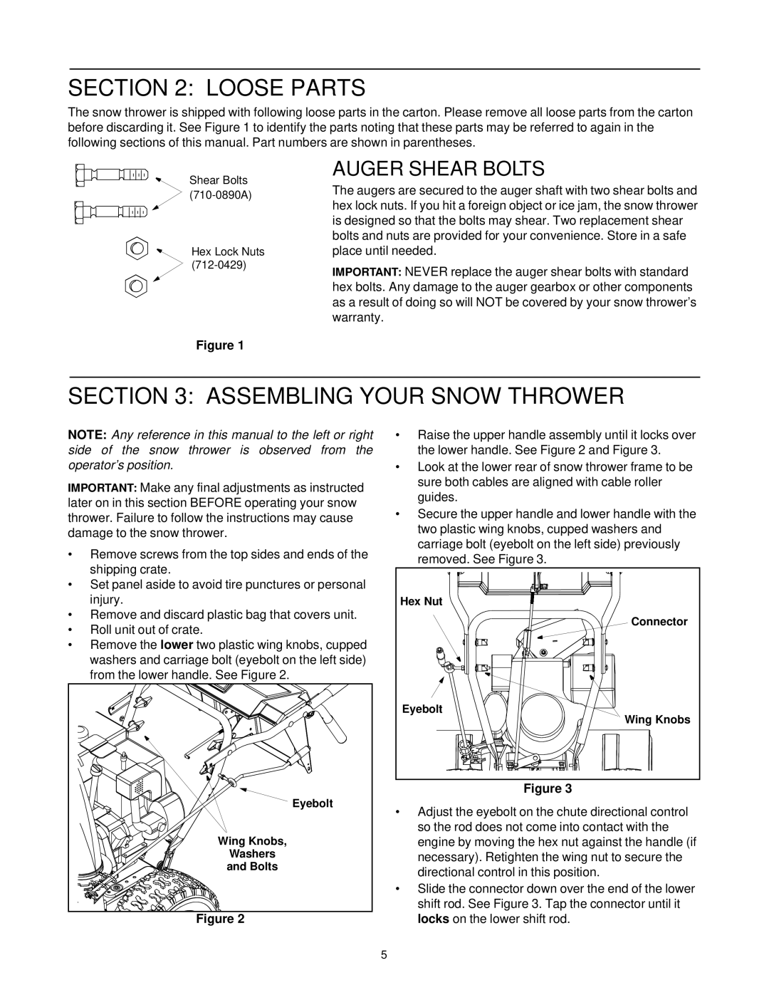 MTD E663G manual Loose Parts, Assembling Your Snow Thrower 