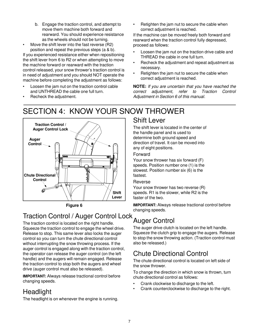 MTD E663G manual Know Your Snow Thrower, Shift Lever, Headlight, Auger Control, Chute Directional Control 