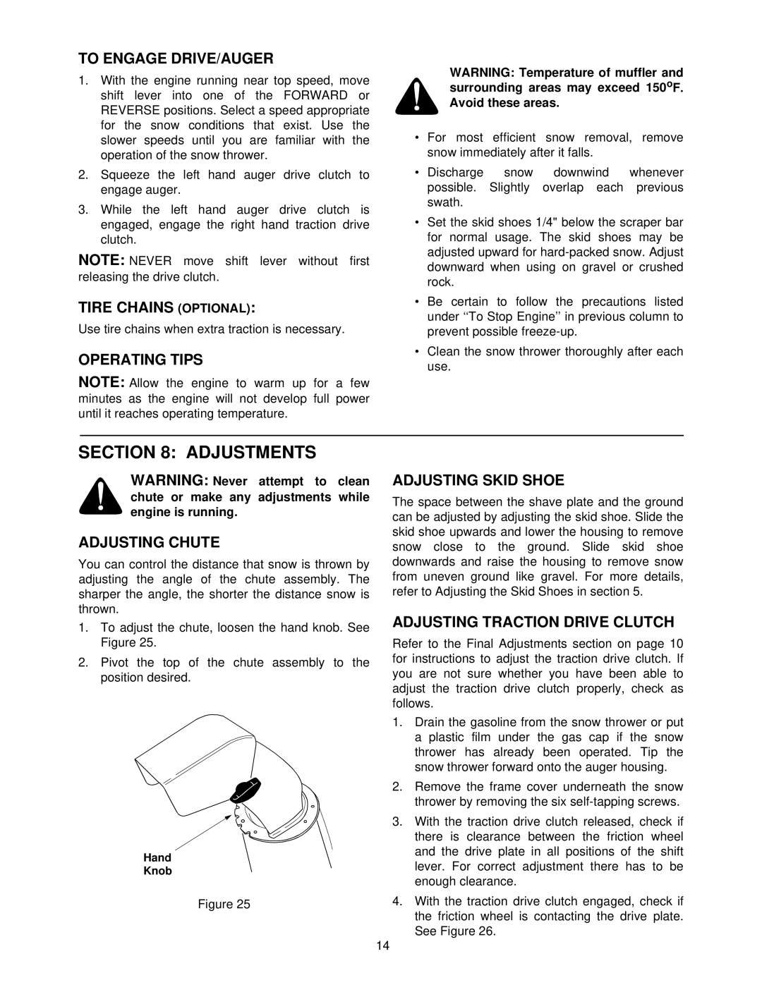 MTD E642E, E664F, E6A4E, E662H, E644E manual Adjustments 