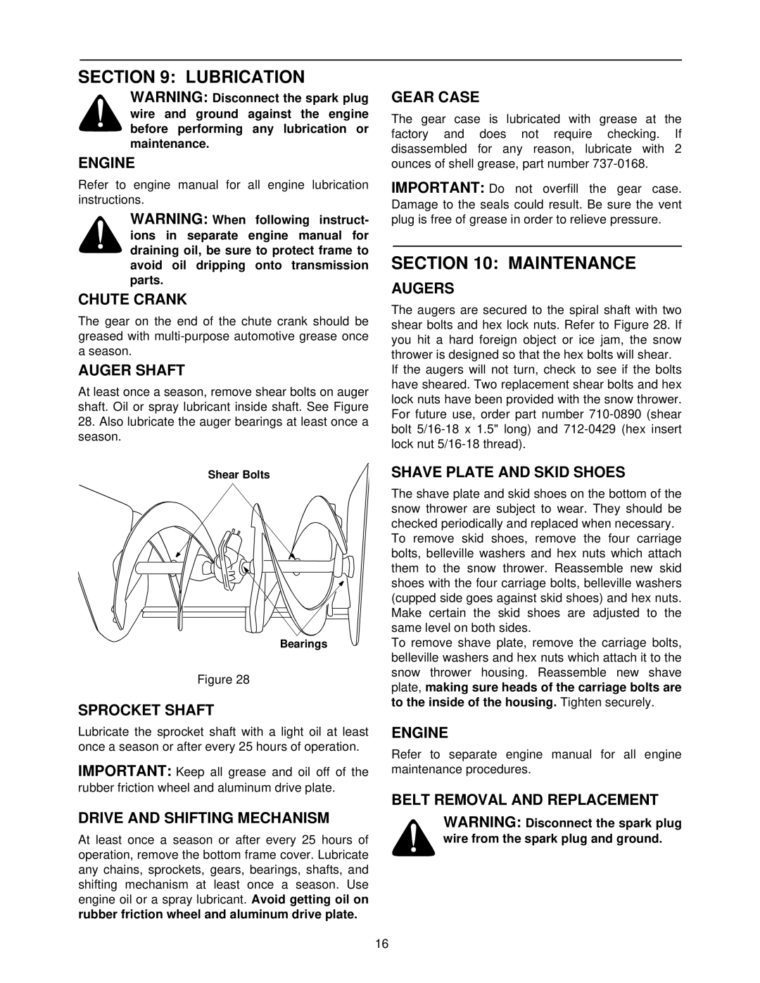 MTD E6A4E, E664F, E662H, E644E, E642E manual Lubrication, Maintenance 