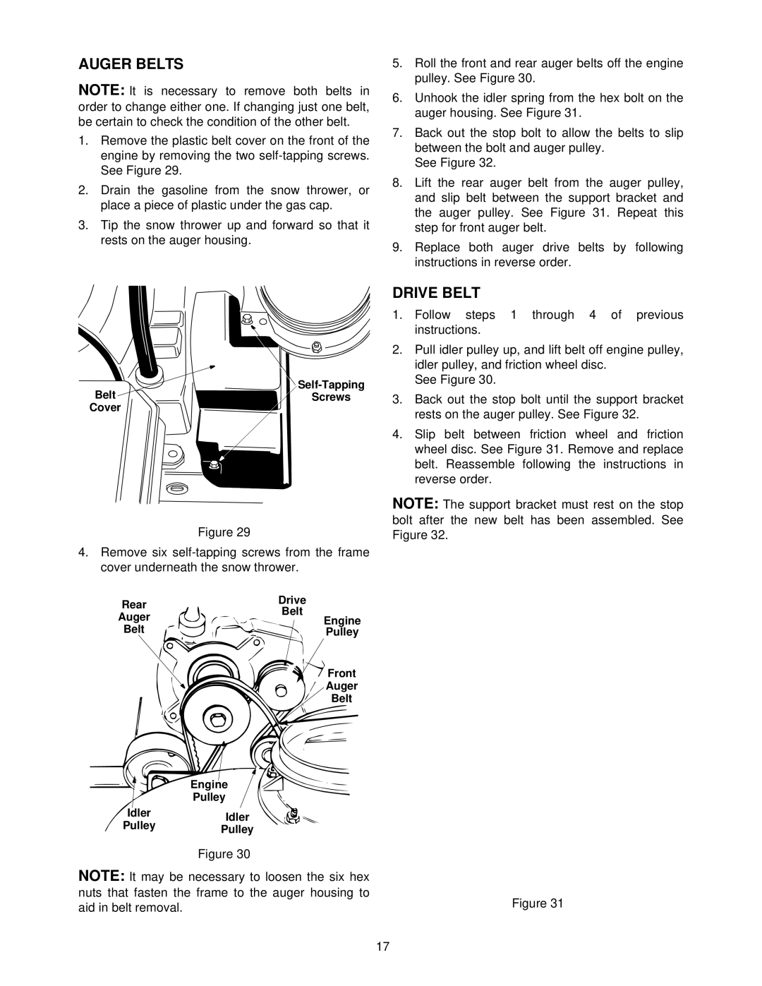 MTD E662H, E664F, E6A4E, E644E, E642E manual Auger Belts, Drive Belt 